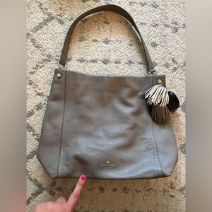 Kate Spade Palmer Drive Danika Pebbled Leather Shoulder Bag – Gray Taupe